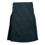 Bias Cut Black Watch Tartan 8-Yard Scottish Kilt with Apron