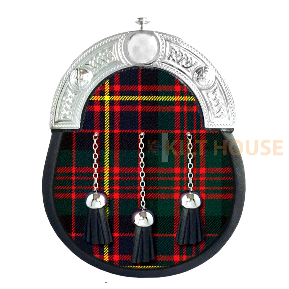 Cameron-Tartan-Sporran.jpg Cameron Tartan Full Dress Leather Sporrans - Image 1