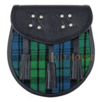 Scottish Sporran Camel Ancient Tartan Black Leather