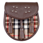 Scottish Sporran Camel Thomson Tartan Brown Leather