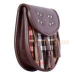 Scottish Sporran Camel Thomson Tartan Brown Leather - Image 3