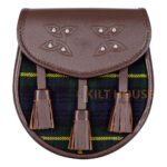 Scottish Sporran Gordon Tartan Brown Leather