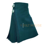 Solid Green Tartan 8 Yard Kilt for Men - Image 2