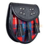 Scottish Sporran Hamilton Red Tartan Black Leather