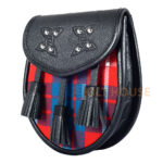 Scottish Sporran Hamilton Red Tartan Black Leather - Image 4