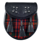 Scottish Sporran MacDonald Tartan Black Leather