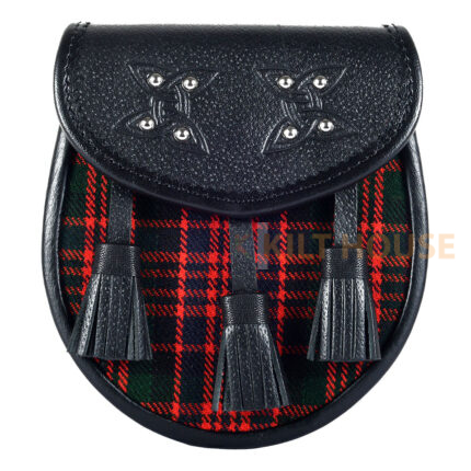 Scottish Sporran MacDonald Tartan Black Leather