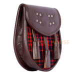 Scottish Sporran MacDonald Tartan Brown Leather - Image 3