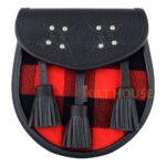 Scottish Sporran McGregor Rob Roy Tartan Black Leather