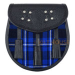 Scottish Sporran Ramsey Blue Tartan Black Leather