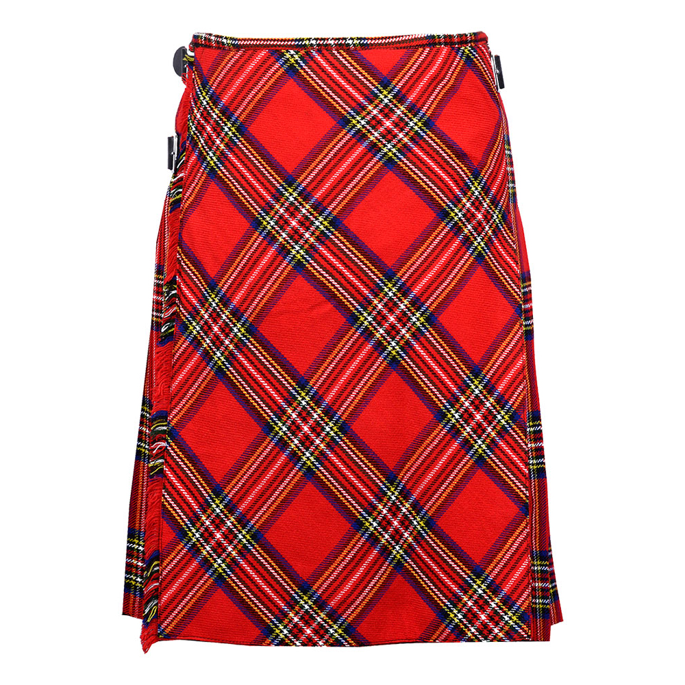 Royal-Stewart-tartan-bespoke-kilt-front-1.jpg Bias Cut Royal Stewart Tartan 8Yard Kilt with Apron - Image 1