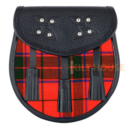 Scottish Sporran Scottish Rose Tartan Black Leather