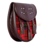 Scottish Sporran Rose Tartan Brown Leather - Image 3
