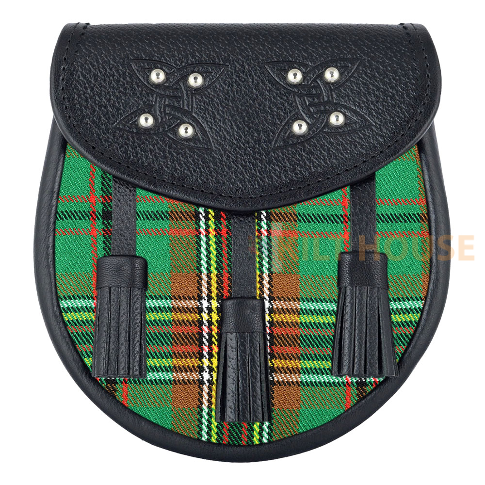 Tara-murphy-tartan-black-leather-sporran-1.jpg Scottish Sporran Tara Murphy Tartan Black Leather - Image 1
