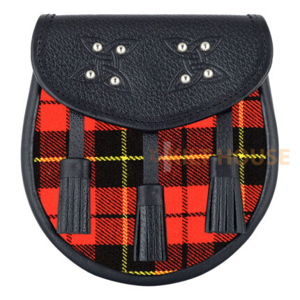 Scottish Sporran Wallace Tartan Black Leather