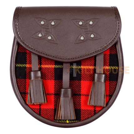 Scottish Sporran Wallace Tartan Brown Leather