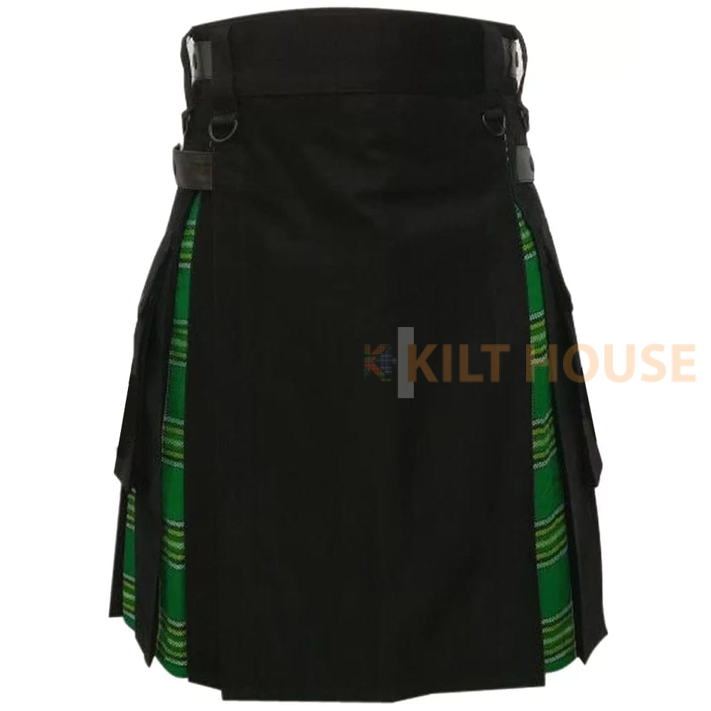 black-cotton-Irish-Heritage-1.jpg Hybrid Utility Kilt Black Cotton & Irish Heritage - Image 1