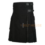 Hybrid Black Cotton & Gray Watch Kilt Utility - Image 3