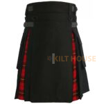 Hybrid Kilt Black Cotton & Wallace Tartan Utility