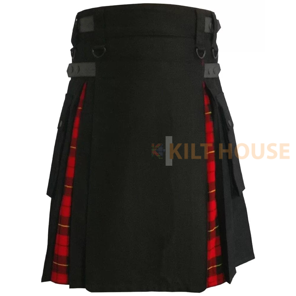 black-cotton-wallace-1.jpg Hybrid Kilt Black Cotton & Wallace Tartan Utility - Image 1