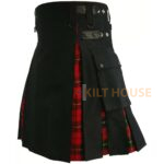 Hybrid Kilt Black Cotton & Wallace Tartan Utility - Image 2