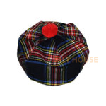 Black Stewart Tartan Tam o' Shatner Tammy Hat Flat Bonnet