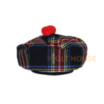 Black Stewart Tartan Tam o' Shatner Tammy Hat Flat Bonnet - Image 2