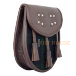 Scottish Sporran Black Watch Tartan Brown Leather - Image 2