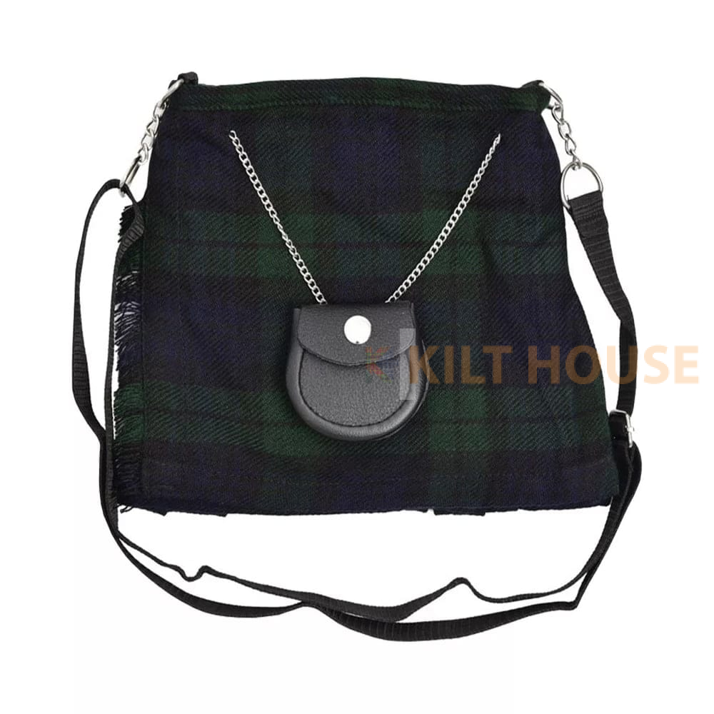 black-watch-tartan-purse-A1.jpg Ladies Purse Black Watch Tartan Scottish Kilt Shaped Bag - Image 1