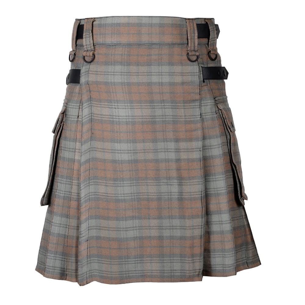 black-watch-weathered-tartan-utility-kilt-front-1.jpg Black Watch Weathered Tartan Kilt Modern Utility Kilts - Image 1