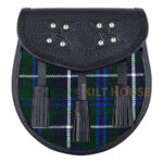 Scottish Sporran Blue Douglas Tartan Black Leather