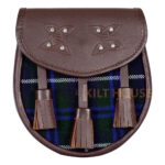 Scottish Sporran Blue Douglas Tartan Brown Leather