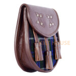 Scottish Sporran Blue Douglas Tartan Brown Leather - Image 3