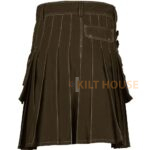 Brown Cotton Utility Kilt with front Buttons - Image 2