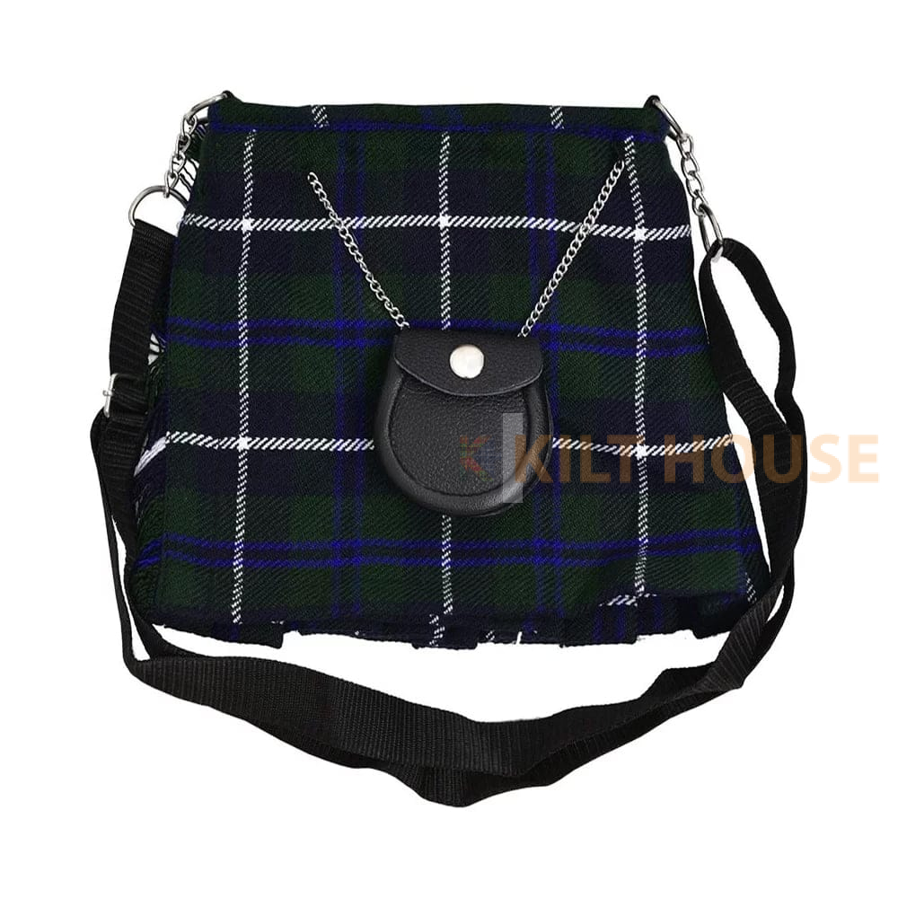 douglas-blue-tartan-purse-1.jpg Douglas Blue Tartan Ladies Kilt Shaped Purse - Image 1