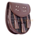 Scottish Sporran Grey Watch Tartan Brown Leather - Image 3