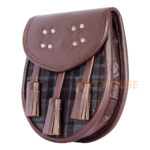 Scottish Sporran Grey Watch Tartan Brown Leather - Image 4