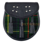 Scottish Sporran Hunting Stewart Tartan Black Leather