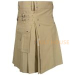 Khaki Cotton Utility Kilt with front Buttons - Image 2