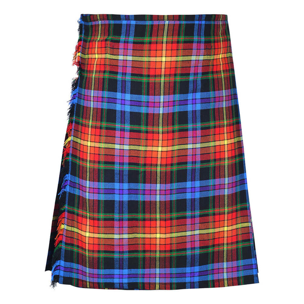 lgbt-pride-tartan-traditional-kilt-front-1.jpg LGBTQ Pride Tartan 8 Yard Kilt for Men Traditional Scottish Kilt - Image 1
