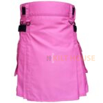 Pink Cotton Utility Kilt with adjustable Leather Straps - Image 2