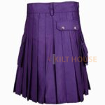 Men's Purple Cotton Utility Kilt with front Buttons - Image 2