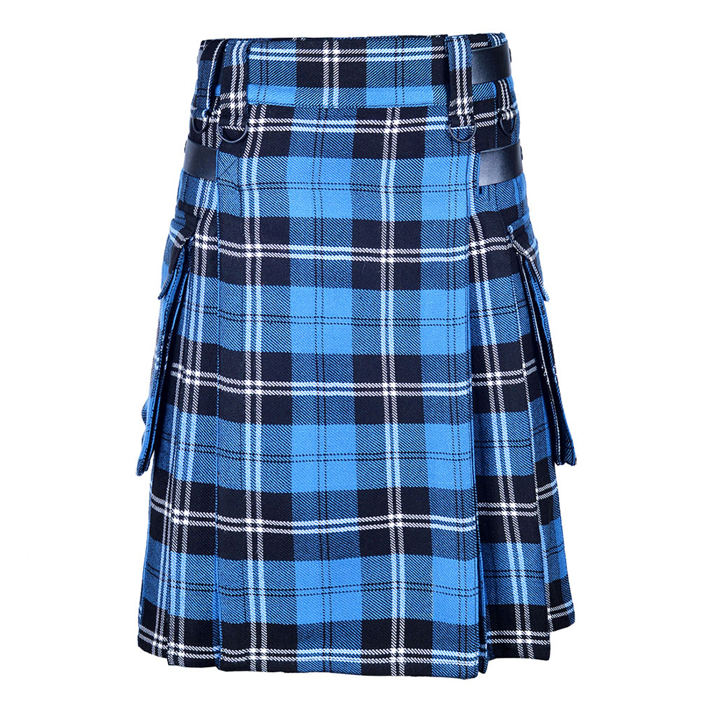 ramsay-blue-hunting-tartan-utility-kilt-front-1.jpg Ramsey Blue Hunting Tartan Kilt Modern Utility Kilts - Image 1