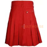 Men's Red Cotton Utility Kilt with front Buttons - Image 2