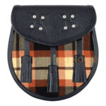 Scottish Sporran Rose Ancient Tartan Black Leather