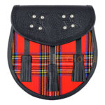 Scottish Sporran Royal Stewart Tartan Black Leather