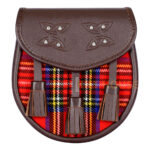 Scottish Sporran Royal Stewart Tartan Brown Leather