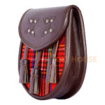 Scottish Sporran Royal Stewart Tartan Brown Leather - Image 4