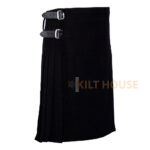 Solid Black Tartan 8 Yard Kilt for Men Traditional Scottish Kilt - Image 2