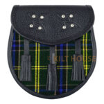 Scottish Sporran US Army Tartan Black Leather